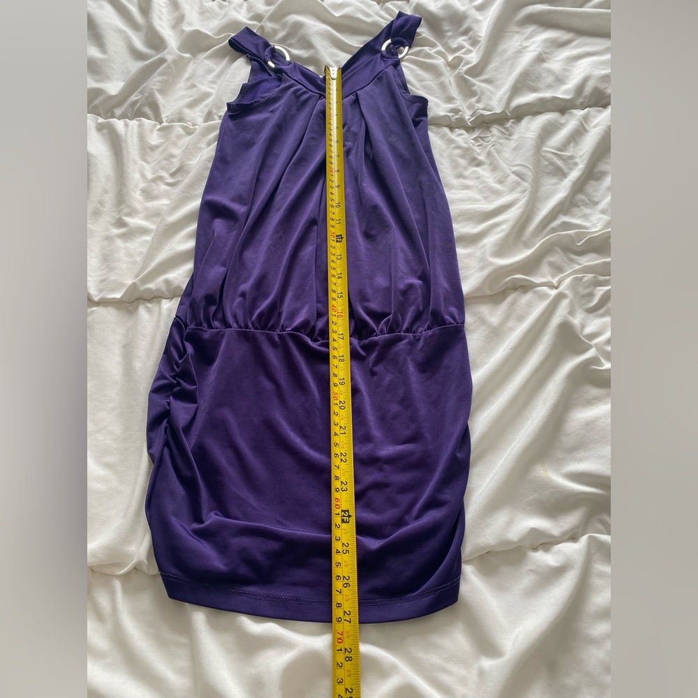 Seductions Y2K Purple Bodycon Dress with Silver Ring Accents - Picture 5 of 6